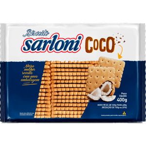 BISCOITO SARLONI PACOTE 400G COCO